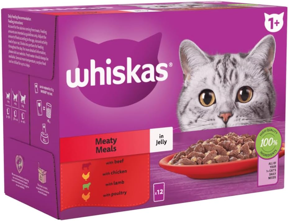 Whiskas x12 وجبات اللحوم في جيلي