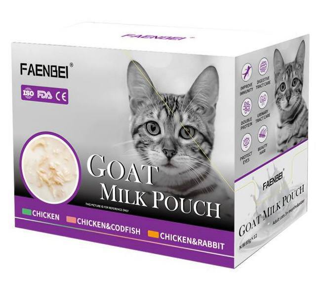 Faenbei Goat Milk Pouch x12 الدجاج وسمك القد