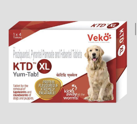 ‏Veko Kick Tape -Dog مطهر واسع الطيف للكلاب لعلاج الديدان الشريطية والديدان الخطافية والديدان المستديرة
