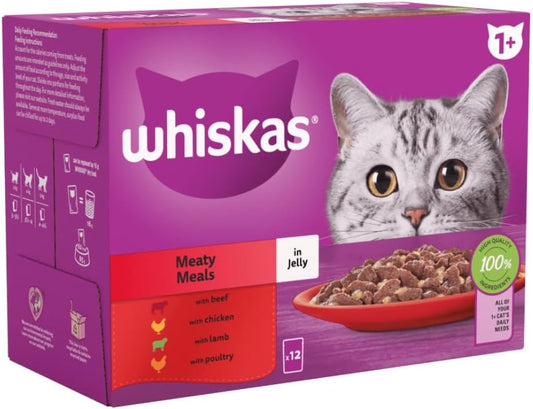 Whiskas x12 وجبات اللحوم في جيلي