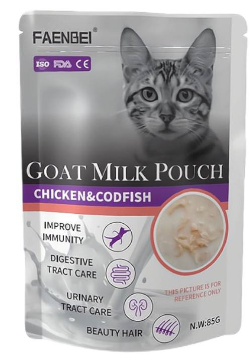 Faenbei Goat Milk Pouch 85g الدجاج وسمك القد