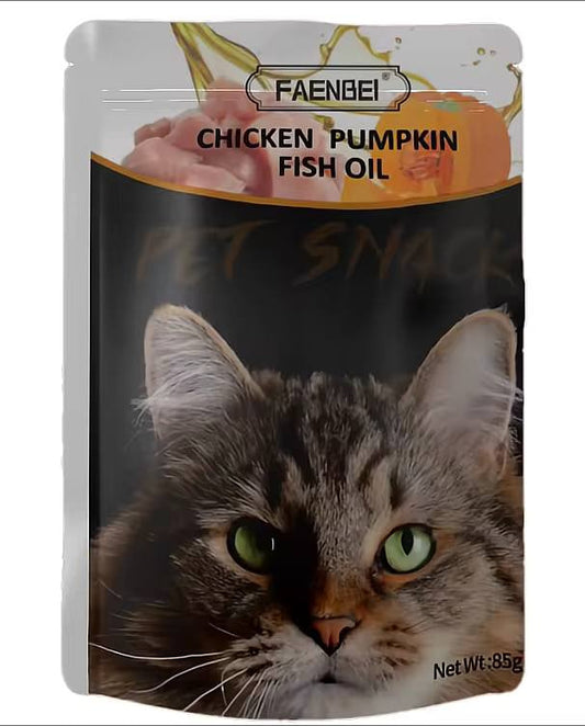 Faenbei 85g الدجاج والكوسة الصفراء في زيت السمك